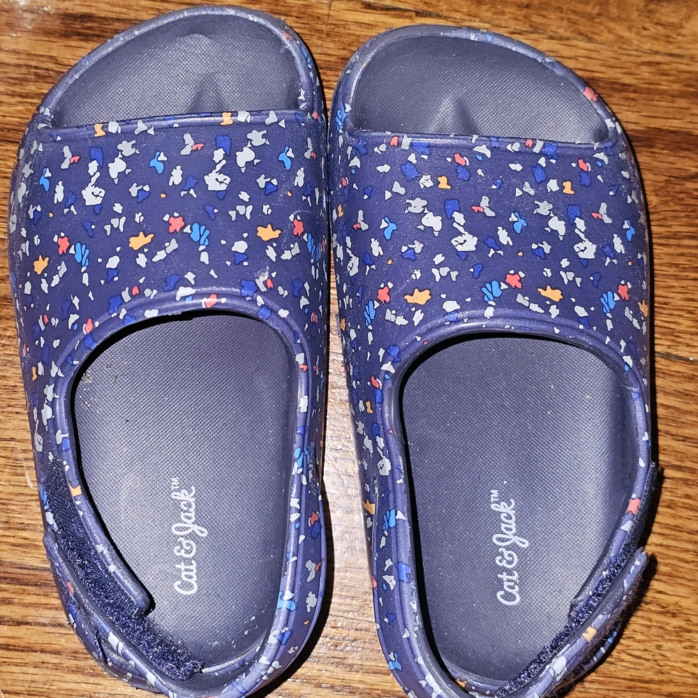 Cat & Jack Kids' Navy Slippers with Colorful Print